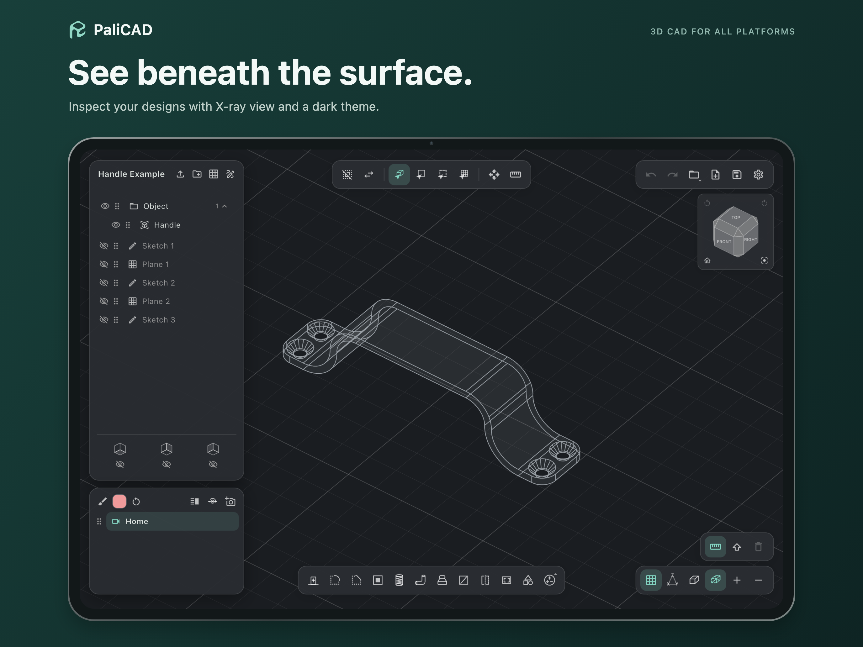 See beneath the surface - PaliCAD X-ray view in the dark theme